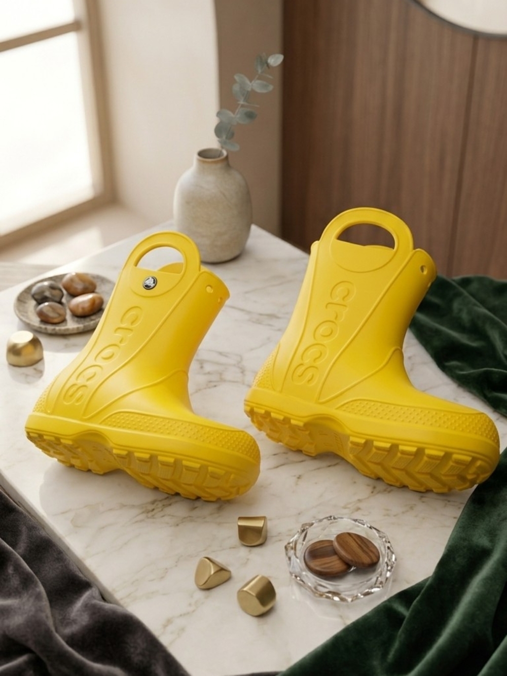 Crocs Kids' Yellow Rain Boot Clogs